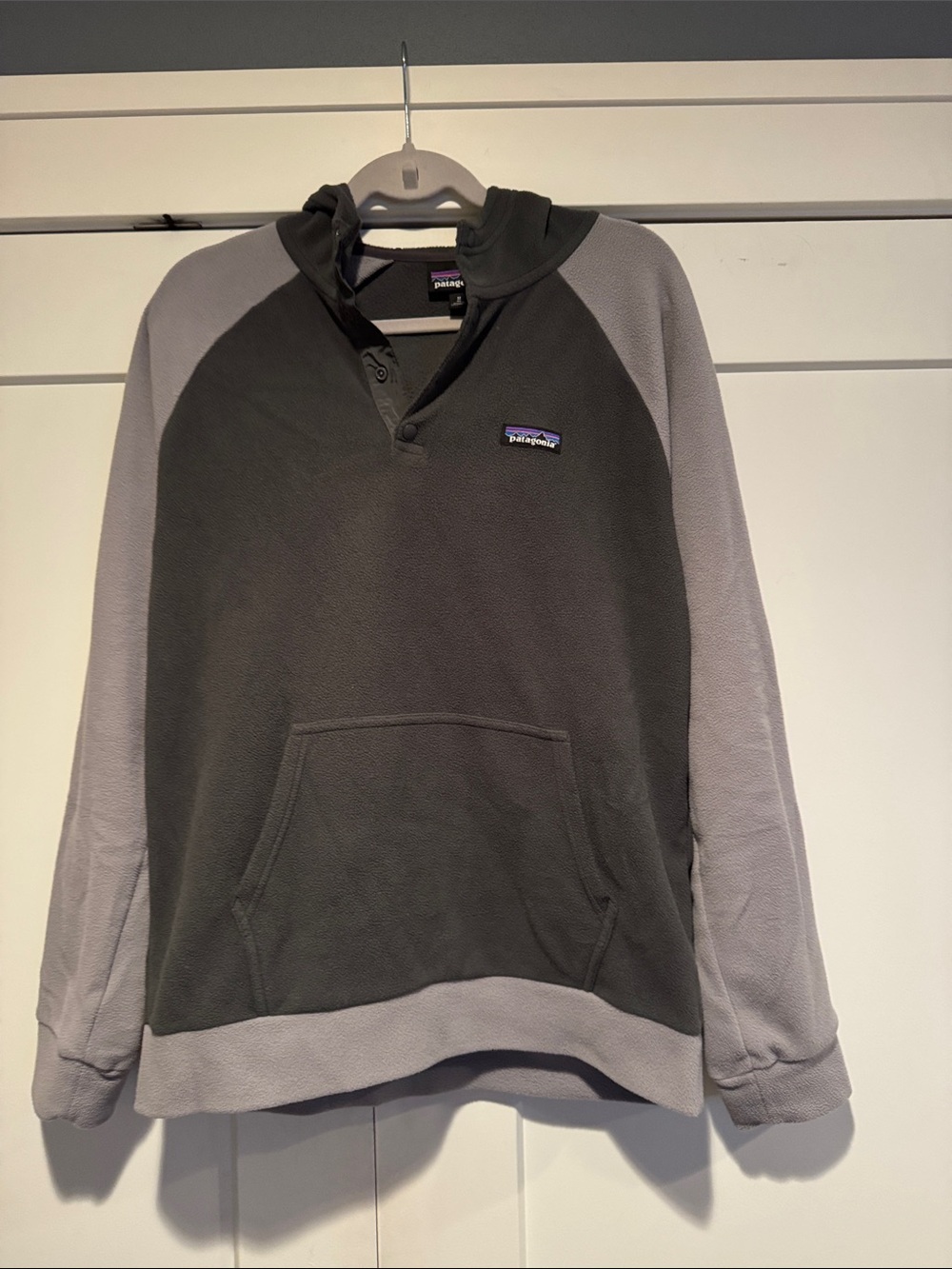 Patagonia Two-Tone Gray and Charcoal Fleece Pullover Hoodie